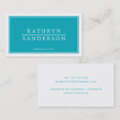 MODERNE MINIMALE stijlvolle rand turquoise witte t Visitekaartje (Voorkant / Achterkant)