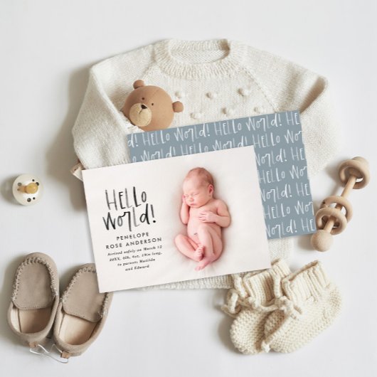 Moderne minimale stoffige blauwe eenvoudige foto g aankondiging