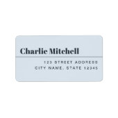 Moderne, minimale, stoffige blauwe retouradressen etiket (Voorkant)