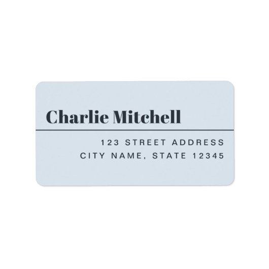 Moderne, minimale, stoffige blauwe retouradressen etiket (Voorkant)