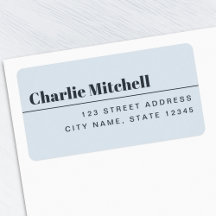 Moderne, minimale, stoffige blauwe retouradressen