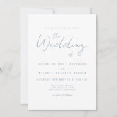 Moderne minimale stoffige blauwe script bruiloft u kaart (Voorkant)