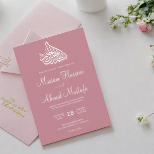 Moderne minimale stoffige roze islamitische Nikah  Kaart