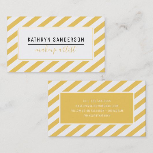 MODERNE MINIMALE STREEP eenvoudige mosterd geel wi Visitekaartje (Voorkant / Achterkant)