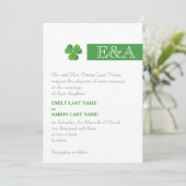 Moderne minimale streep & klavergroen Ierse bruilo Kaart (Staand voorkant)