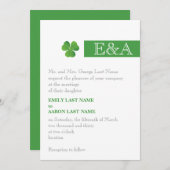 Moderne minimale streep & klavergroen Ierse bruilo Kaart (Voorkant / Achterkant)