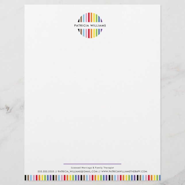 MODERNE MINIMALE streep logo regenboog trots LGBTQ Briefhoofd (Voorkant)