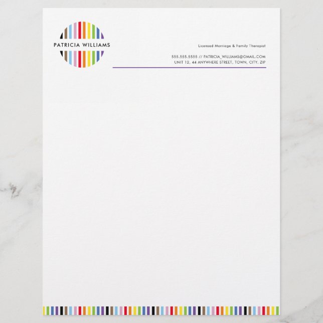 MODERNE MINIMALE streep logo regenboog trots LGBTQ Briefhoofd (Voorkant)