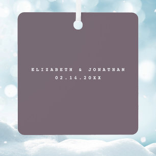 Moderne, minimale Taupe Gray Couple Weddenfoto Metalen Ornament
