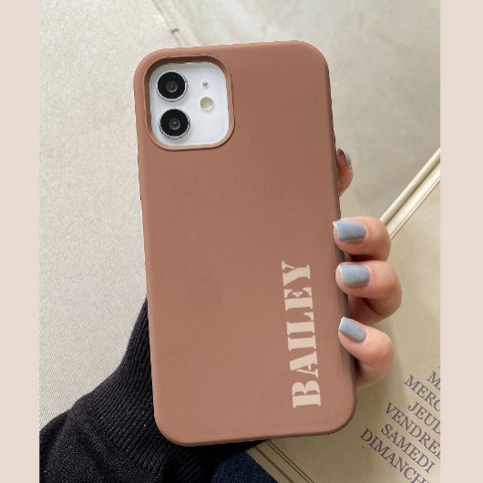 Moderne Minimale Terracotta Aangepaste Naam Case-Mate iPhone Case