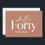 Moderne minimale terracotta eenvoudige 40e verjaar kaart<br><div class="desc">Moderne minimale typografie eenvoudige terracotta en witte 40e verjaardag uitnodiging. Onderdeel van een hedendaags collectie.</div>