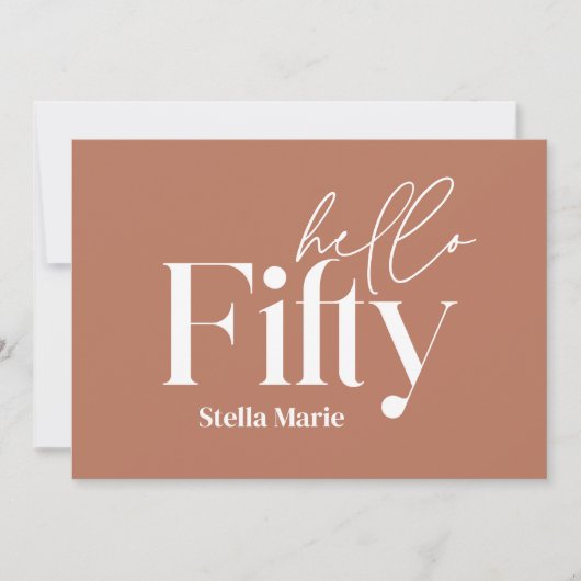 Moderne minimale terracotta eenvoudige 50e verjaar kaart (Voorkant)