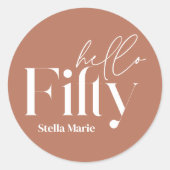 Moderne minimale terracotta eenvoudige 50e verjaar ronde sticker (Voorkant)