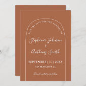 Moderne minimale Terracotta en witte Arch Save The Date (Voorkant / Achterkant)