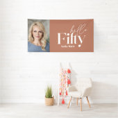 Moderne minimale terracotta foto 50e verjaardag spandoek (Insitu)