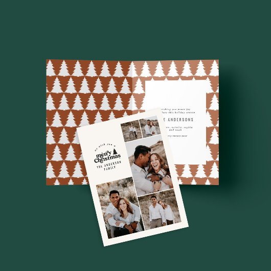 Moderne minimale terracotta kerst multi foto bedankkaart