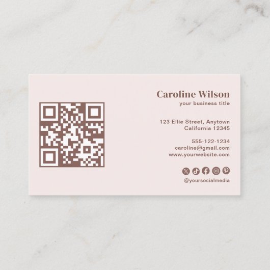 Moderne Minimale Terracotta QR Code Professioneel Visitekaartje (Achterkant)