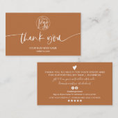 Moderne minimale terracotta scriptvolgorde bedankt visitekaartje (Voorkant / Achterkant)