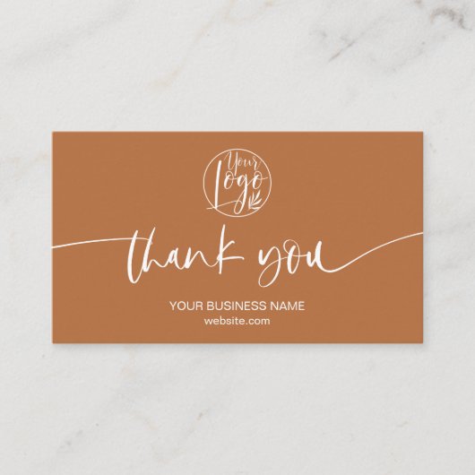 Moderne minimale terracotta scriptvolgorde bedankt visitekaartje (Voorkant)