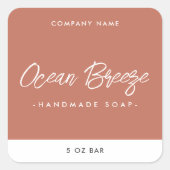 Moderne minimale terracotta vierkant productlabel vierkante sticker (Voorkant)