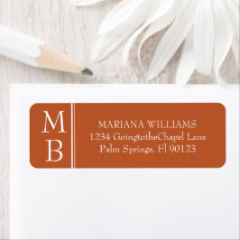 Moderne minimale terracotta Wedding Return-adres Etiket