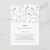 Moderne minimale Terrazzo groen roze bruiloft deta Informatiekaartje (Voorkant)