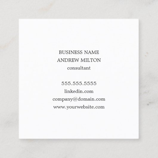 Moderne minimale textuur Grijze Vette consultant Vierkante Visitekaartje (Achterkant)