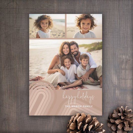 Moderne minimale tinten van champagne strepen - Fo Feestdagenkaart