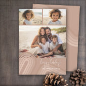 Moderne minimale tinten van champagne strepen - Fo Feestdagenkaart