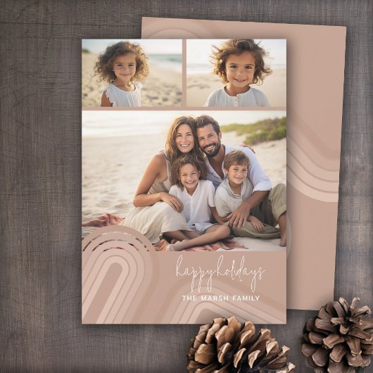 Moderne minimale tinten van champagne strepen - Fo Feestdagenkaart