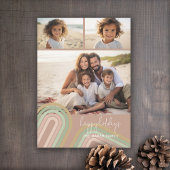 Moderne minimale tinten van champagne strepen - Fo Feestdagenkaart