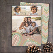 Moderne minimale tinten van champagne strepen - Fo Feestdagenkaart