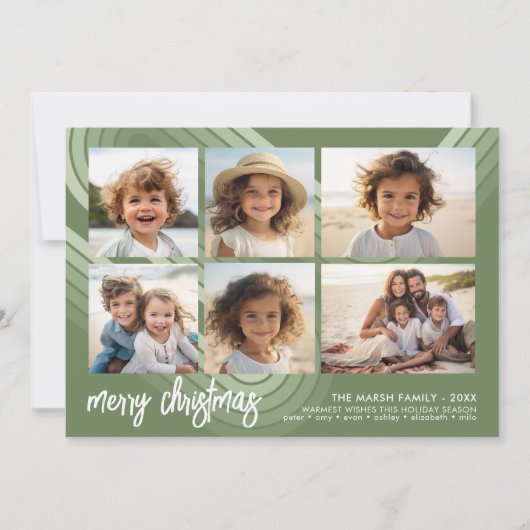 Moderne minimale tinten van Jeneverbesstrepen - 6 Feestdagenkaart (Voorkant)