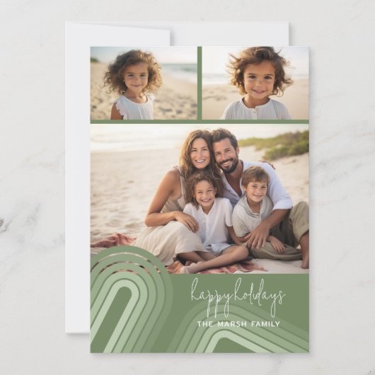 Moderne minimale tinten van Jeneverbesstrepen - Fo Feestdagenkaart (Voorkant)