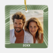 Moderne minimale tinten van Jeneverbesstrepen - Fo Keramisch Ornament (Voorkant)