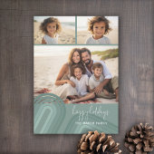 Moderne minimale tinten van pastelblauw Strepen Feestdagenkaart