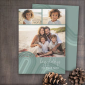 Moderne minimale tinten van pastelblauw Strepen Feestdagenkaart