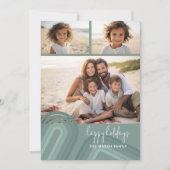 Moderne minimale tinten van pastelblauw Strepen Feestdagenkaart (Voorkant)