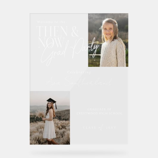 Moderne Minimale Toen & Nu Afstuderen Party Foto's Acryl Bord (Voorkant)