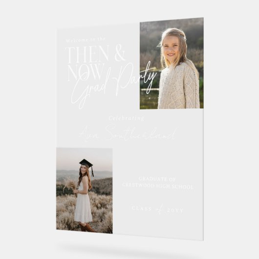 Moderne Minimale Toen & Nu Afstuderen Party Foto's Acryl Bord (Hoek)