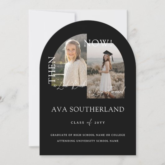 Moderne Minimale Toen & Nu Afstuderen Party Foto's Kaart (Voorkant)