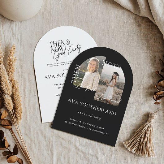 Moderne Minimale Toen & Nu Afstuderen Party Foto's Kaart
