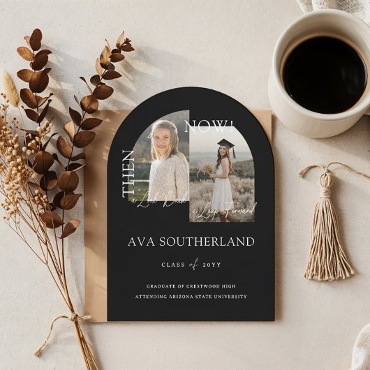 Moderne Minimale Toen & Nu Afstuderen Party Foto's Kaart