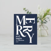 Moderne, minimale traditionele blauwe kerst folie feestdagen briefkaart (Staand Voorkant)