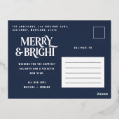 Moderne, minimale traditionele blauwe kerst folie feestdagen briefkaart (Achterkant)