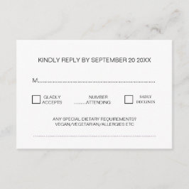 Moderne minimale traditionele bruiloft RSVP Informatiekaartje