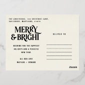 Moderne, minimale traditionele crème, vrolijk kers folie feestdagen briefkaart (Achterkant)