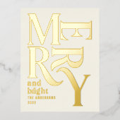 Moderne, minimale traditionele crème, vrolijk kers folie feestdagen briefkaart (Voorkant)