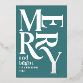 Moderne, minimale, traditionele feestelijke kerst  folie feestdagenkaart (Voorkant)