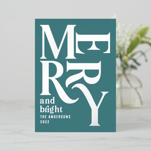 Moderne, minimale, traditionele feestelijke kerst  folie feestdagenkaart (Staand Voorkant)